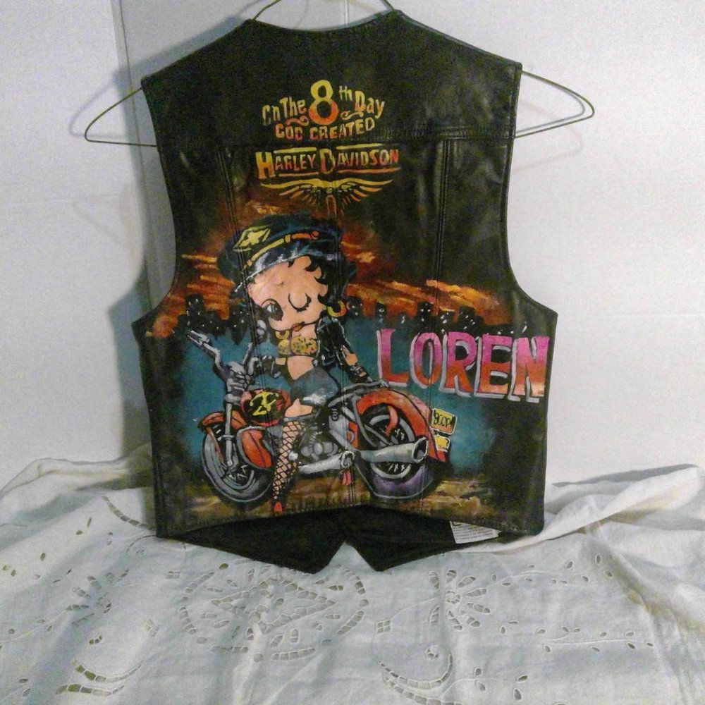 Custom Harley Davidson Betty Boop Leather Vest Size M